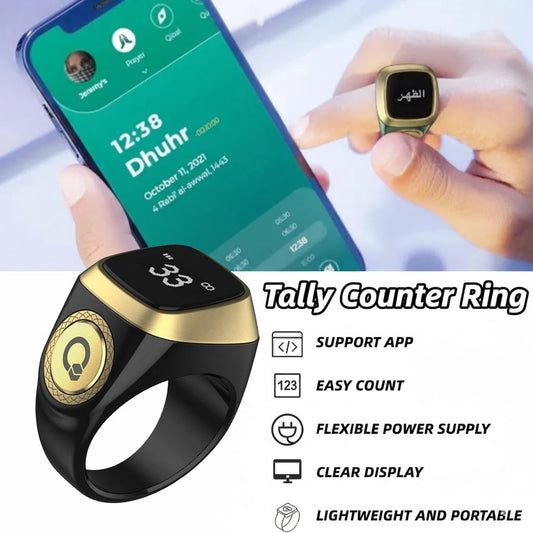 Multi-Function Digital Electronic Tasbih Ring – خاتم ذِكر إلكتروني رقمي متعدد الوظائف