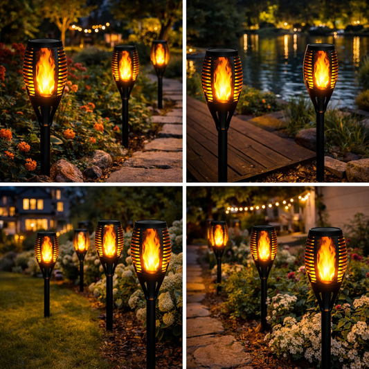 Lampe Solaire Effet Flamme 🔥 – Éclairage Extérieur Sans Électricité